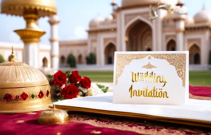 Golden 3D Design Arabic Wedding Invitation Slideshow